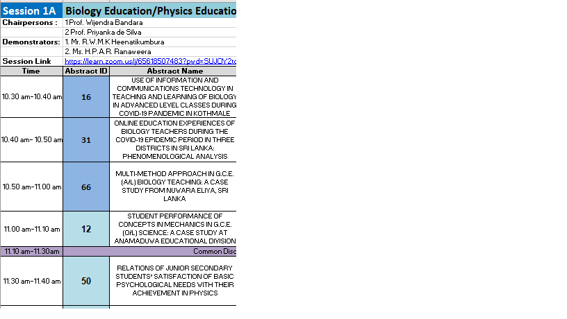 ICSE 22, PGIS, Technical Programme, Science Education